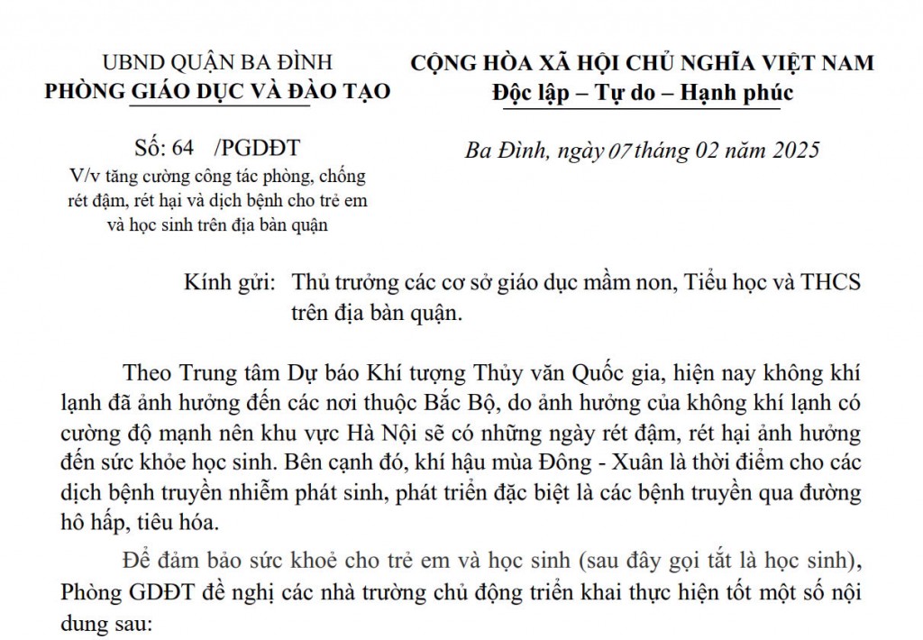 Trường học đã làm gì để ứng phó với đợt rét mới?
